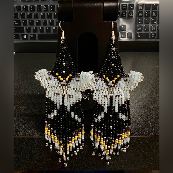 Handmade Bohemian beaded Butterfly Earrings ๐ฆ - Picture 1 of 3